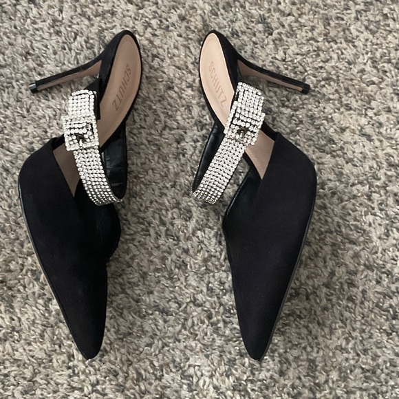 Schutz Black Heels with Sparkling Strap - Picture 5 of 10